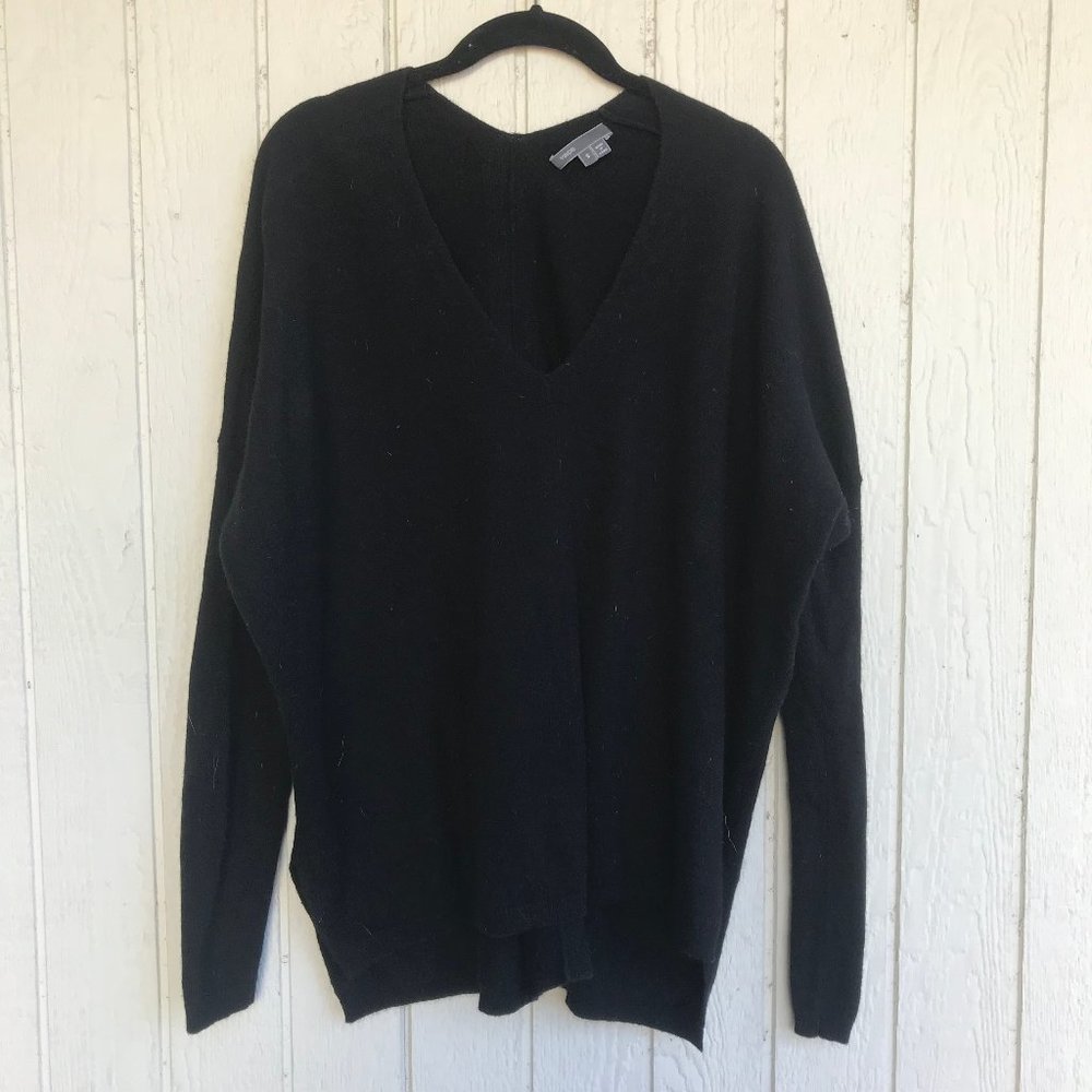 Vince Tunic Sweater Double V-Neck Cashmere/Wool - Black